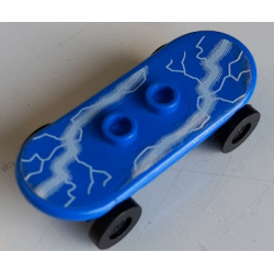 Minifigure, Utensil Skateboard Deck with White Lightning Pattern (Sticker) with Black Wheels (42511pb12 / 2496) - Set 4513