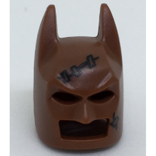 Деталь LEGO 10113pb02 Minifigure, Headgear Mask Batman Cowl (Angular Ears, Pronounced Brow) with Black Stitched Seams Pattern