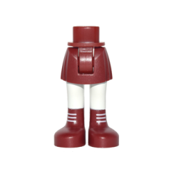 Mini Doll Hips and Skirt, White Legs and Dark Red Boots with White Laces Pattern - Thick Hinge Mini Doll Hips and Skirt, White Legs and Dark Red Boots with White Laces Pattern - Thick Hinge