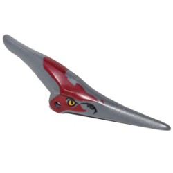 Dinosaur Head Pteranodon with Eyes and Dark Red Marks Around Eyes and Head Pattern