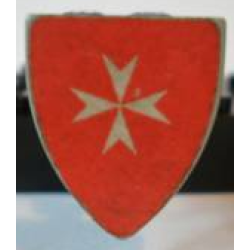 Minifigure, Shield Triangular Short with White Maltese Cross on Red Background Pattern (Sticker) - Sets 375 / 6075 Minifigure, Shield Triangular Short with White Maltese Cross on Red Background Pattern (Sticker) - Sets 375 / 6075