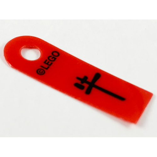 Деталь LEGO 80107pls01c Plastic Part for Set 80107 - Red Banner with Black Chinese Logogram '牛' (Ox) Pattern