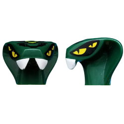 Minifigure, Head, Modified Snake with 4 Yellow Eyes and Lime Scales Pattern (Spitta)