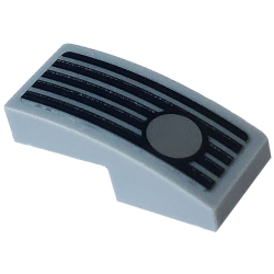 Slope, Curved 2 x 1 x 2/3 with Black Grille and Silver Light Pattern Model Left Side (Sticker) - Set 76903 Slope, Curved 2 x 1 x 2/3 with Black Grille and Silver Light Pattern Model Left Side (Sticker) - Set 76903