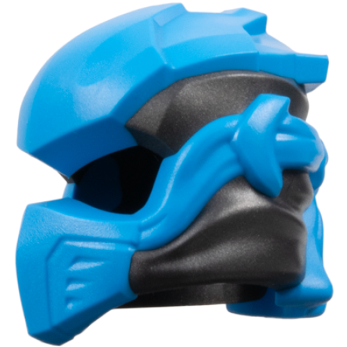 Деталь LEGO 5990pb03 Minifigure, Headgear Ninjago Wrap Type 10 with Molded Dark Azure Armor, Wraps and Knot Pattern