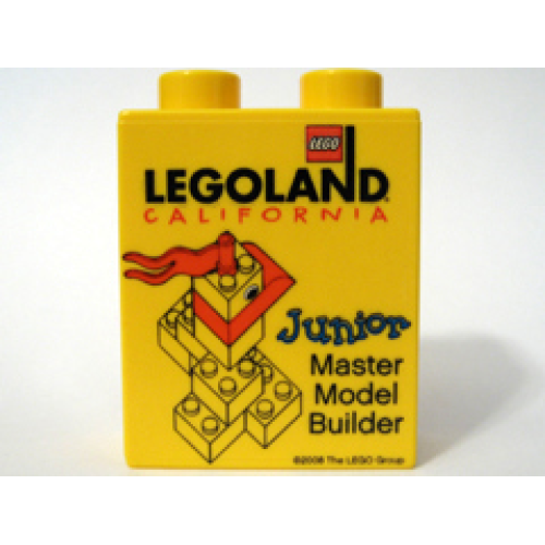 Деталь LEGO 4066pb315 Duplo, Brick 1 x 2 x 2 with Junior Master Model Builder 2008 Pattern