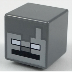 Minifigure, Head, Modified Cube with Pixelated Light Bluish Gray Face with Nose, White Eyes, Black Mouth Pattern