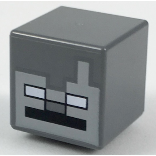 Деталь LEGO 19729pb024 Minifigure, Head, Modified Cube with Pixelated Light Bluish Gray Face with Nose, White Eyes, Black Mouth Pattern
