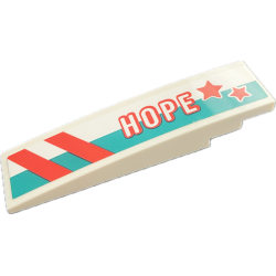 Slope, Curved 8 x 2 with Dark Turquiose and Coral Stripes, Stars and 'HOPE' Pattern Model Left Side (Sticker) - Set 41716 Slope, Curved 8 x 2 with Dark Turquiose and Coral Stripes, Stars and 'HOPE' Pattern Model Left Side (Sticker) - Set 41716