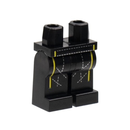 Деталь LEGO 970c00pb1380 Hips and Legs with Yellow Stripes, Diagonal Gold Dotted Stitching Pattern