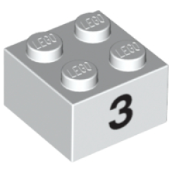 Brick 2 x 2 with Black Number 3 Pattern Brick 2 x 2 with Black Number 3 Pattern