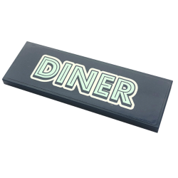 Tile 2 x 6 with Light Aqua 'DINER' Pattern (Sticker) - Set 41728