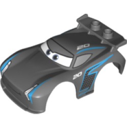 Duplo Car Body 2 Studs on Spoiler with Low Spoiler Sides and Cars Jackson Storm Pattern