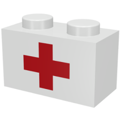 Brick 1 x 2 with Red Cross Pattern - Surface Print