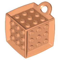 Bag Tag Cube with 3 x 3 Studs on All Sides - Nougat