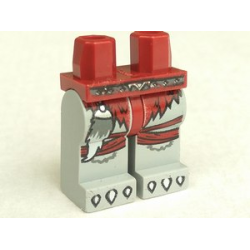 Hips and Light Bluish Gray Legs with Dark Red Loincloth, Fur Tail and White Claws Pattern Hips and Light Bluish Gray Legs with Dark Red Loincloth, Fur Tail and White Claws Pattern