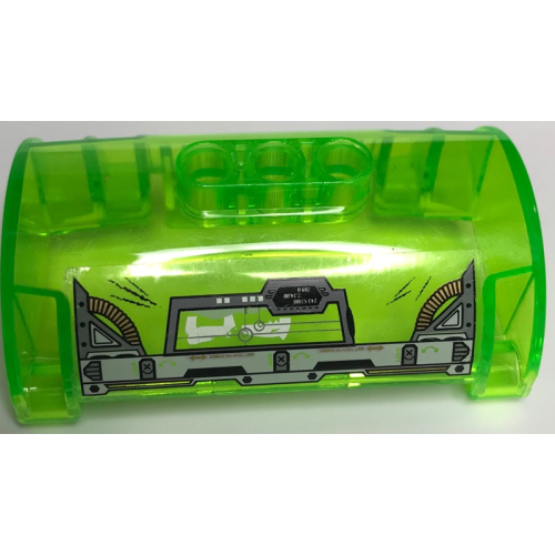 Деталь LEGO 15361pb006 Cylinder Half 3 x 5 x 8 with Pin Holes with 'LOCK' and Pipes Pattern (Sticker) - Set 44019