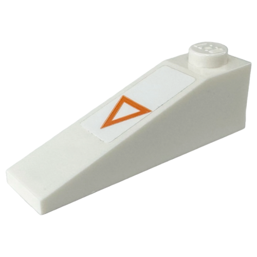 Деталь LEGO 60477pb026 Slope 18 4 x 1 with Orange Triangle Pattern (Sticker) - Set 75275