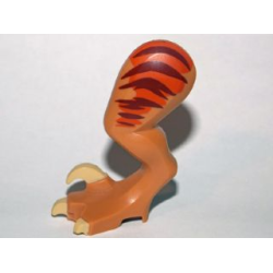 Dinosaur Leg Large (Rear) Raptor Left with Pin with Tan Claws and Dark Brown Stripes over Dark Orange Pattern