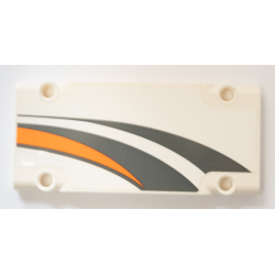 Technic, Panel Plate 5 x 11 x 1 with Dark Bluish Gray and Orange Stripes Pattern Model Right Side (Sticker) - Set 42052