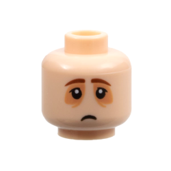 Minifigure, Head Reddish Brown Eyebrows, Nougat Patches Around Eyes, Frown Pattern Minifigure, Head Reddish Brown Eyebrows, Nougat Patches Around Eyes, Frown Pattern