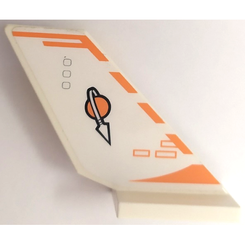 Деталь LEGO 6239pb112R Tail Shuttle with Orange and White Classic Space Logo and Stripes Pattern Model Right Side (Sticker) - Set 7649