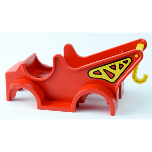 Деталь LEGO dupcarbody10c01 Duplo Car Body Truck with Crane Pattern (Fits over Car Base 2 x 6) with Yellow Duplo Hook Long with Cross Bar