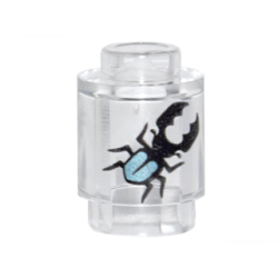 Brick, Round 1 x 1 with Black and Metallic Light Blue Stag Beetle Pattern Brick, Round 1 x 1 with Black and Metallic Light Blue Stag Beetle Pattern