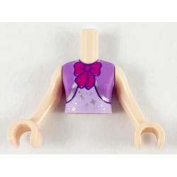 Torso Mini Doll Woman Top with Magenta Bow, Medium Lavender Vest, Silver Trim and Stars Pattern, Light Nougat Arms with Hands