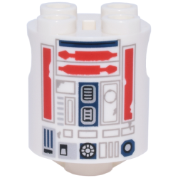 Brick, Round 2 x 2 x 2 Robot Body with Bottom Axle Holder (x Shape / + Orientation) with SW Astromech Droid Light Bluish Gray Rectangles, Red Utility Arms, Dark Blue Center Panel Pattern Brick, Round 2 x 2 x 2 Robot Body with Bottom Axle Holder (x Shape / + Orientation) with SW Astromech Droid Light Bluish Gray Rectangles, Red Utility Arms, Dark Blue Center Panel Pattern
