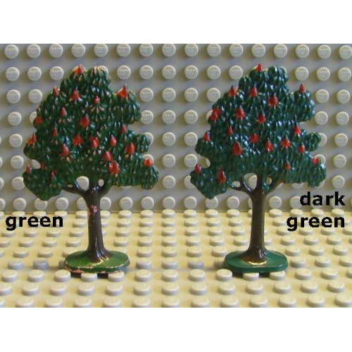 Деталь LEGO FTFruitA Plant, Tree Flat Fruit Painted with Solid Base with Painted Apples - Green