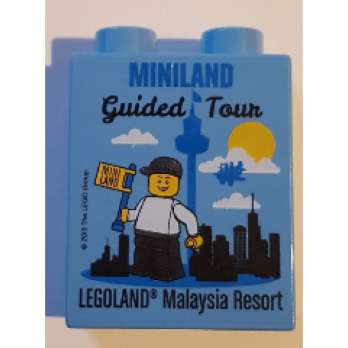 Деталь LEGO 4066pb619 Duplo, Brick 1 x 2 x 2 with MINILAND Guided Tour LEGOLAND Malaysia Resort Pattern