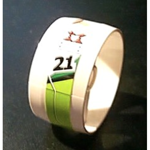 Деталь LEGO 41531pb006L Cylinder 4 x 4 x 1 2/3 with Pin Holes and Center Bar with Black Number 21 Pattern Model Left (Sticker) - Set 8899