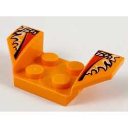 Vehicle, Mudguard 2 x 4 with Flared Wings with White '45', Black and Red Stripes, Flames Pattern