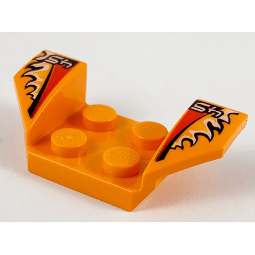 Деталь LEGO 41854pb10 Vehicle, Mudguard 2 x 4 with Flared Wings with White '45', Black and Red Stripes, Flames Pattern