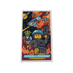 Glass for Window 1 x 4 x 6 with Movie Poster with Ninjago Logogram 'SPACE-POLICE', Officer with Blaster and Alien Pattern (Sticker) - Set 71741