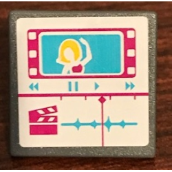 Road Sign 2 x 2 Square with Open O Clip with Woman on TV Screen Pattern (Sticker) - Set 41134