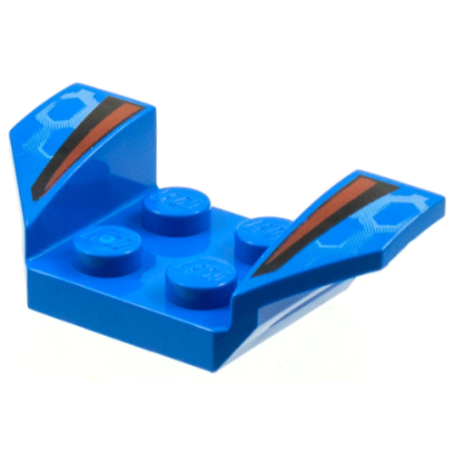 Деталь LEGO 41854pb08 Vehicle, Mudguard 2 x 4 with Flared Wings with Black and Red Stripes, White Honeycomb Pattern