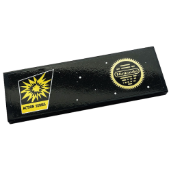 Tile 2 x 6 with Yellow Explosion, 'ACTION SERIES', and Nintendo Trademark Seal Pattern (Sticker) - Set 71374
