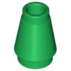 Cone 1 x 1 with Top Groove - Green