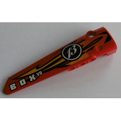 Technic, Panel Fairing # 6 Long Smooth, Side B with Orange and Yellow Flames, '13' and 'BOX V8' Pattern (Sticker) - Set 8864 Technic, Panel Fairing # 6 Long Smooth, Side B with Orange and Yellow Flames, '13' and 'BOX V8' Pattern (Sticker) - Set 8864