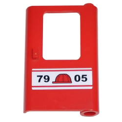 Door 1 x 4 x 5 Train Right, Thin Support at Bottom with Red Construction Helmet and '7905' Pattern (Sticker) - Set 7905 Door 1 x 4 x 5 Train Right, Thin Support at Bottom with Red Construction Helmet and '7905' Pattern (Sticker) - Set 7905