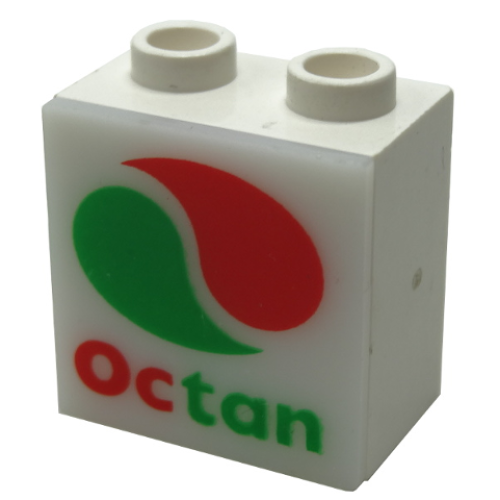 Деталь LEGO 2383c03 Electric, Light 1 1/8 x 2 x 1 2/3 Cabinet with Lamp Holes (Sign Back) with Milky White Electric, Light 2 x 2 Clip-On Plate with Octan Logo Pattern (2383 / 2384pb03)