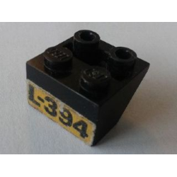 Slope, Inverted 45 2 x 2 with Solid Round Bottom Tube with Black 'L-394' on Yellow Background Pattern (Sticker) - Set 394