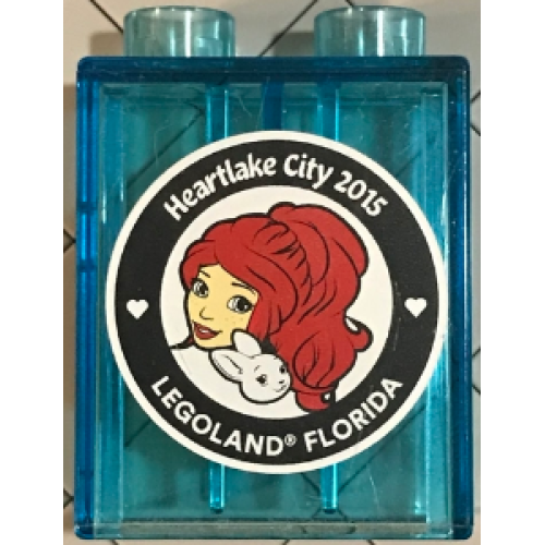 Деталь LEGO 4066pb494 Duplo, Brick 1 x 2 x 2 with Heartlake City 2015 LEGOLAND Florida Pattern