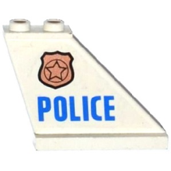 Tail 4 x 1 x 3 with Police Copper Star Badge and Blue 'POLICE' Pattern on Right Side (Sticker) - Set 60130