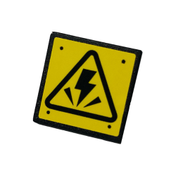 Road Sign 2 x 2 Square with Open O Clip with Electricity Danger Sign and 4 Rivets on Yellow Background Pattern (Sticker) - Set 75931 Road Sign 2 x 2 Square with Open O Clip with Electricity Danger Sign and 4 Rivets on Yellow Background Pattern (Sticker) - Set 75931