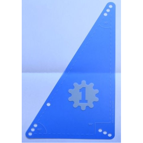 Деталь LEGO bb0278dpb01 Plastic Science & Technology Panel - Triangle Large with White Gear with Number 1 and Set Square Pattern
