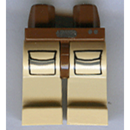 Деталь LEGO 970c02pb05 Hips and Tan Legs with Silver Buckle and Dots, Pockets with Flaps Pattern
