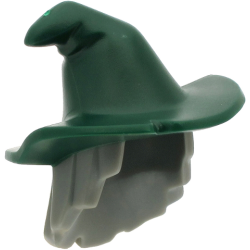 Minifigure, Hair Combo, Hair with Hat, Mid-Length Scraggly with Molded Dark Green Floppy Witch Hat Pattern (BAM) Minifigure, Hair Combo, Hair with Hat, Mid-Length Scraggly with Molded Dark Green Floppy Witch Hat Pattern (BAM)